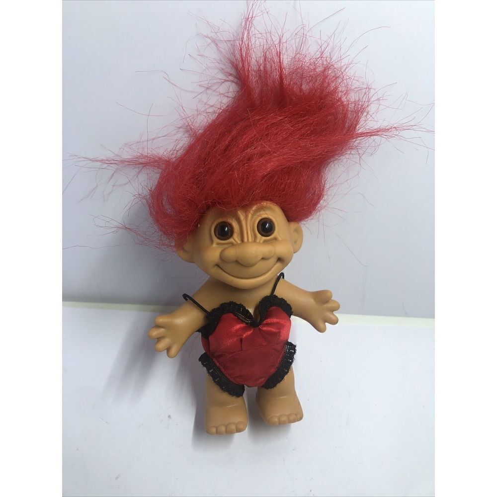 Vintage Russ Troll Doll Red Hot With Lingerie Toy Sexy Hair Brown Eyes 4”